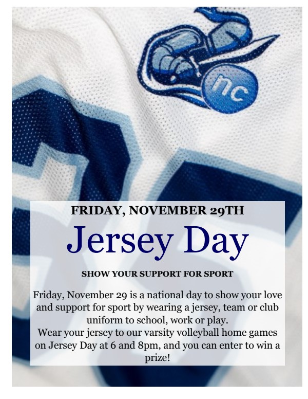 JERSEY DAY – NOVEMBER 26th Wear Your Favourite Jersey and Support School  Sport : School Sport Canada
