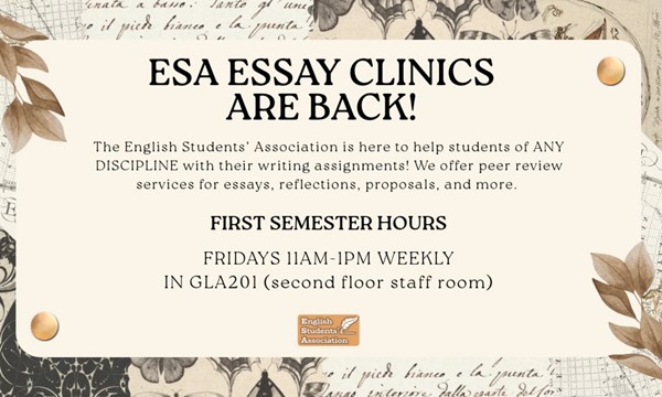 Esa Weekly Essay Clinics!