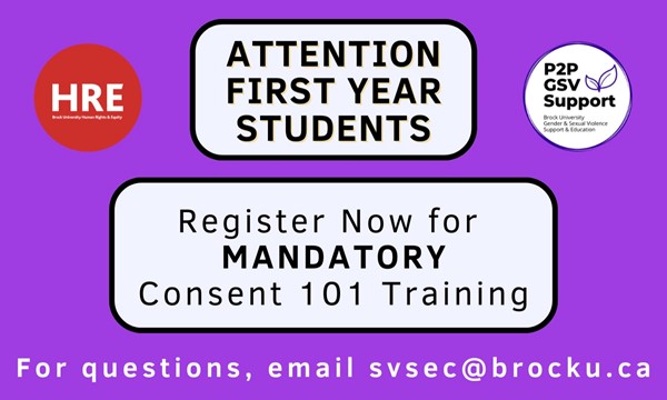 First Year Consent Training - Sunday, September 6th at 10am in TH 242