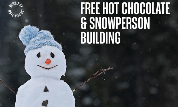 Free hot chocolate and snowperson building