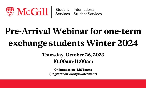 Pre-Arrival Webinar for one-term exchange students Winter 2024